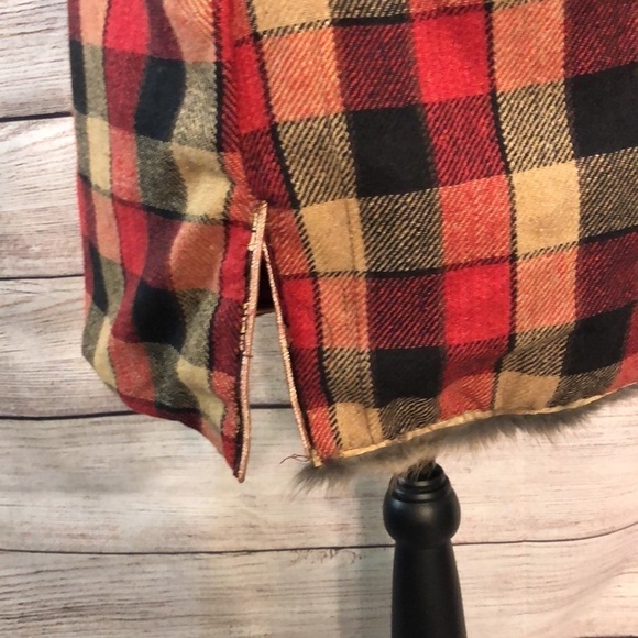 Fur Trimmed Plaid Brocade Jacket REVERSIBLE Button Down Handmade Funky Artsy - Picture 11 of 16